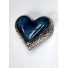 Urne souvenir en forme de coeur couleur bleu de feu avec nickel