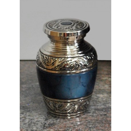 Urne souvenir - Bleu marbre avec nickel